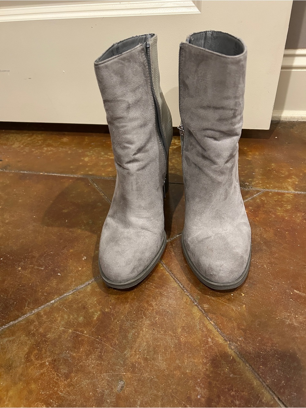 Circus by Sam Edelman Gray Suede Mid-Calf Heeled Boots